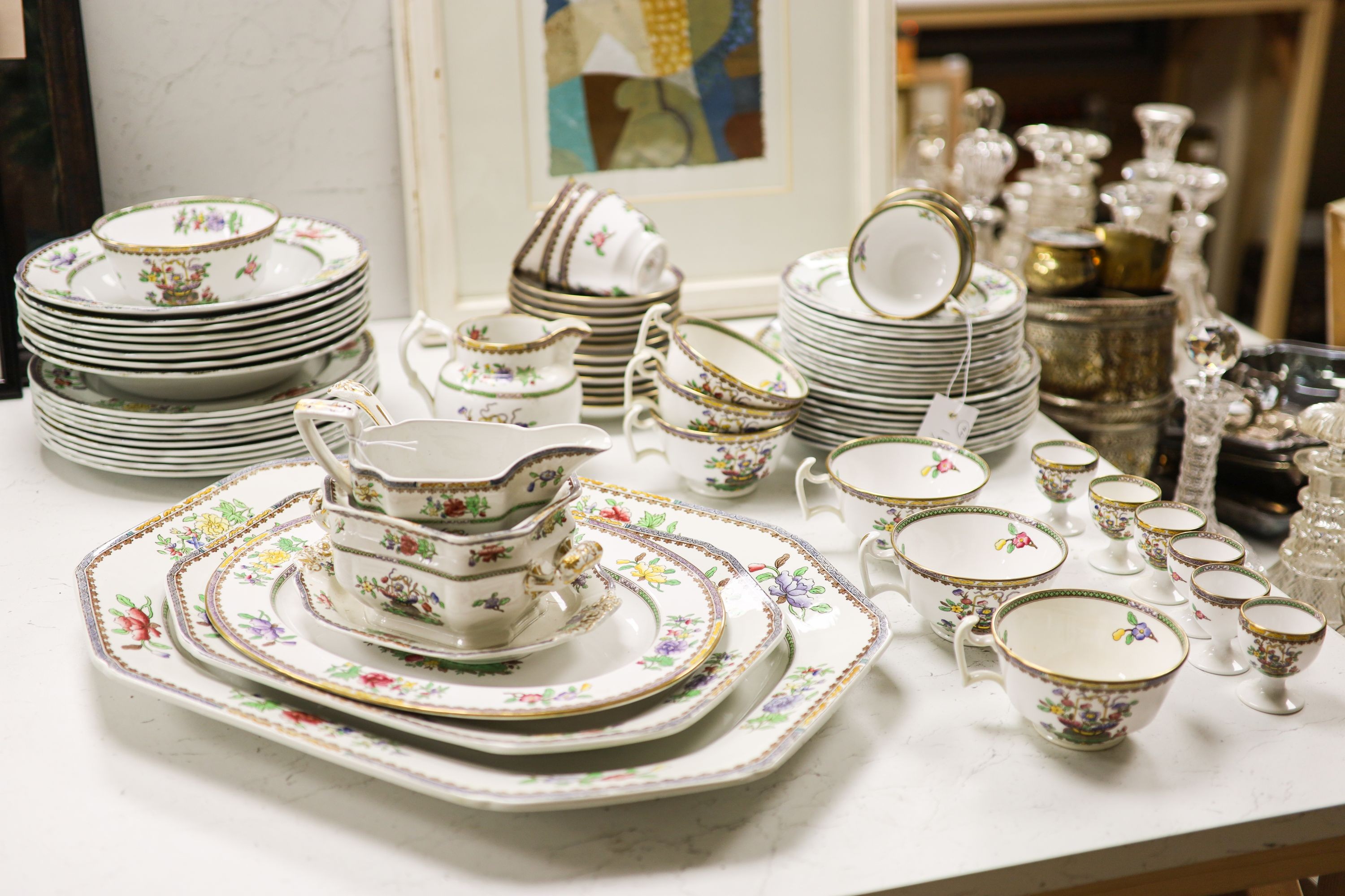 A Copeland “Old Bow” pattern part dinner and tea service